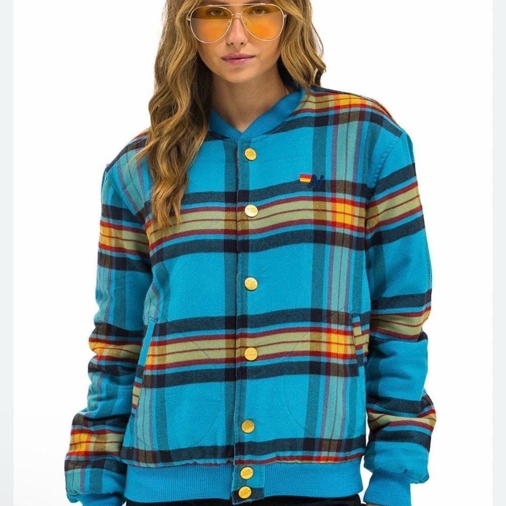 Aviator Nation PLAID UNISEX VARSITY JACKET - JACKSON PLAID